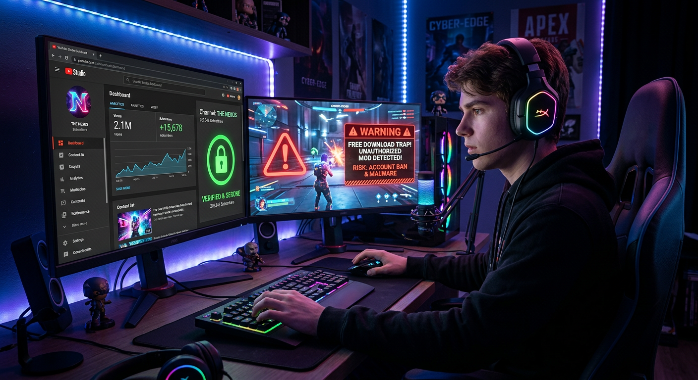viver de YouTube Como Gamer: O Atalho do Login Oficial vs. A Armadilha do Download Grátis