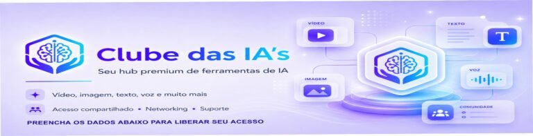 Clube das IA's: acesso a múltiplas IAs por apenas R$49,75/mês 2 https://cursoss.com.br/cavaquinho-dudu-nobre-ia-aprendizado-online/ Imagem ilustrativa do Clube das IA's mostrando painel com ferramentas de IA de vídeo, imagem, texto e áudio em um hub centralizado