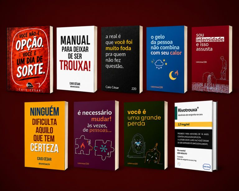 Capa digital da coleção de 9 ebooks de Caio César sobre amor próprio, dependência emocional e relacionamentos saudáveis