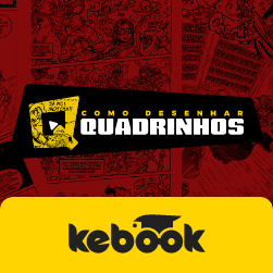 An educational scene showing a comic artist drawing a comic panel with Thiago Spyked featured in the background, emphasizing the process of creating comics and the course by Thiago Spyked.