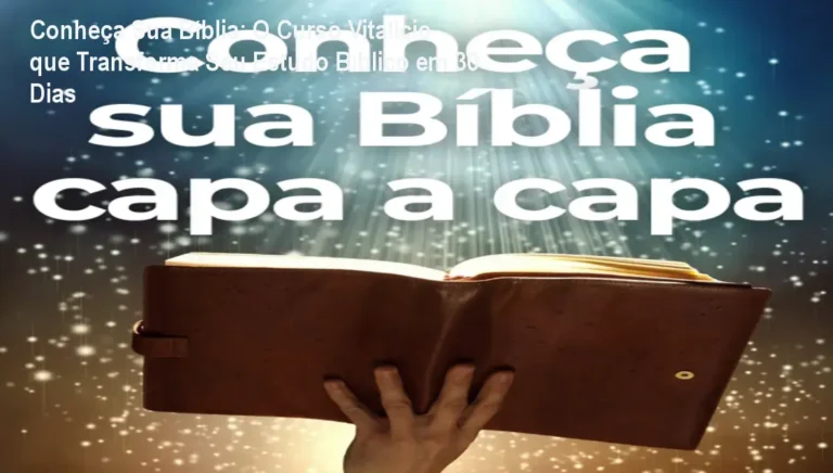 Imagem mostrando o curso Conheça Sua Bíblia com suporte via WhatsApp e material de estudo PDF