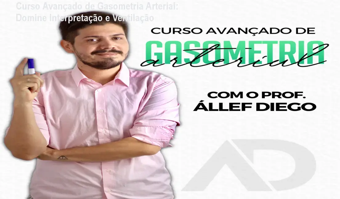 Aula online do Curso Avançado de Gasometria Arterial mostrando ajuste de ventilação mecânica
