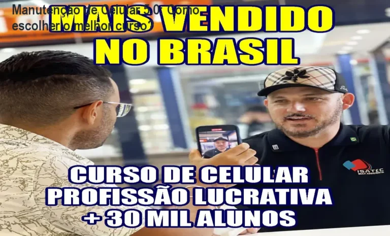 Imagem do Curso Completo em Manutenção de Celulares 5.0 mostrando aulas práticas e ferramentas