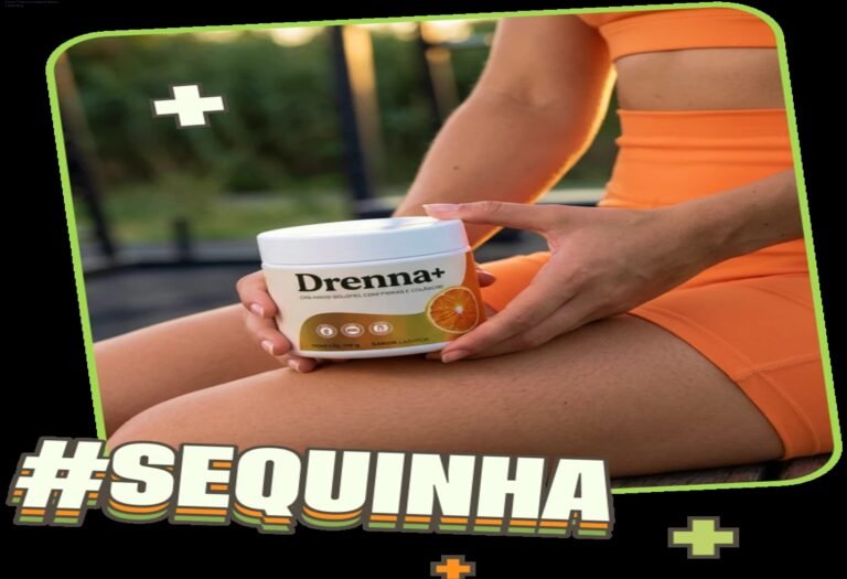 Mulher sorrindo tomando Drenna+ em pó para desinchar e acelerar o metabolismo