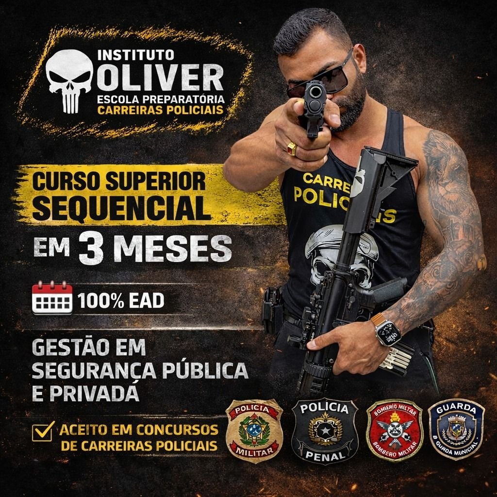 Capa do curso Gestão em Segurança Pública e Privada do Instituto Óliver, certificação rápida para concursos policiais