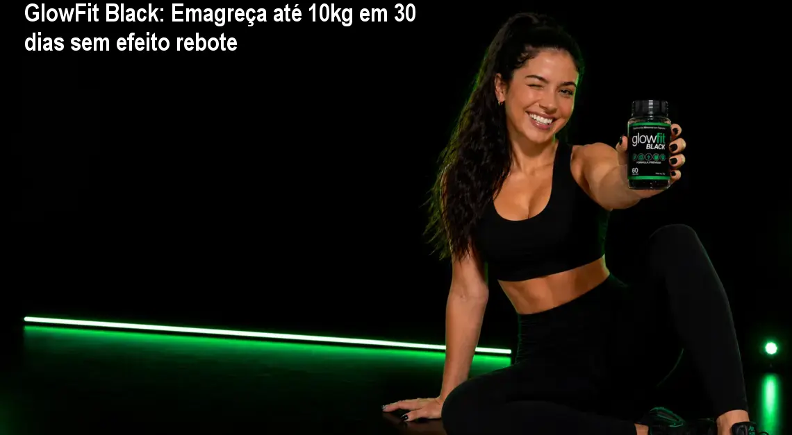 Frasco de GlowFit Black ao lado de uma cintura fina, mostrando o efeito de queima de gordura e redução de inchaço