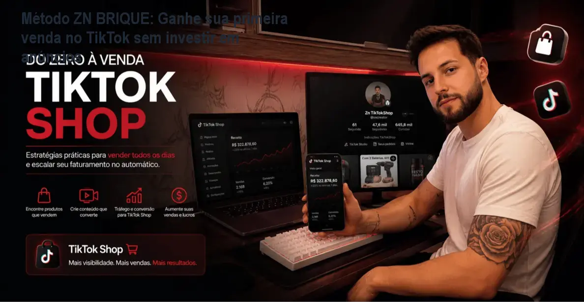 Tela do curso Método ZN BRIQUE mostrando tutorais de vídeos TikTok para afiliados
