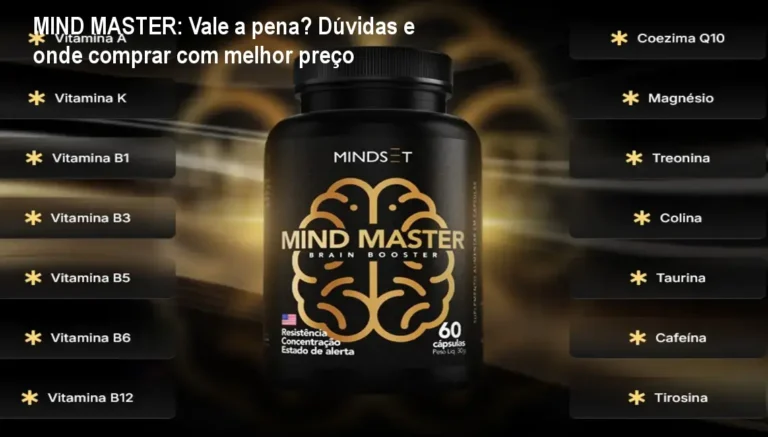Frasco de Mind Master mostrando cápsulas para melhorar foco e clareza mental
