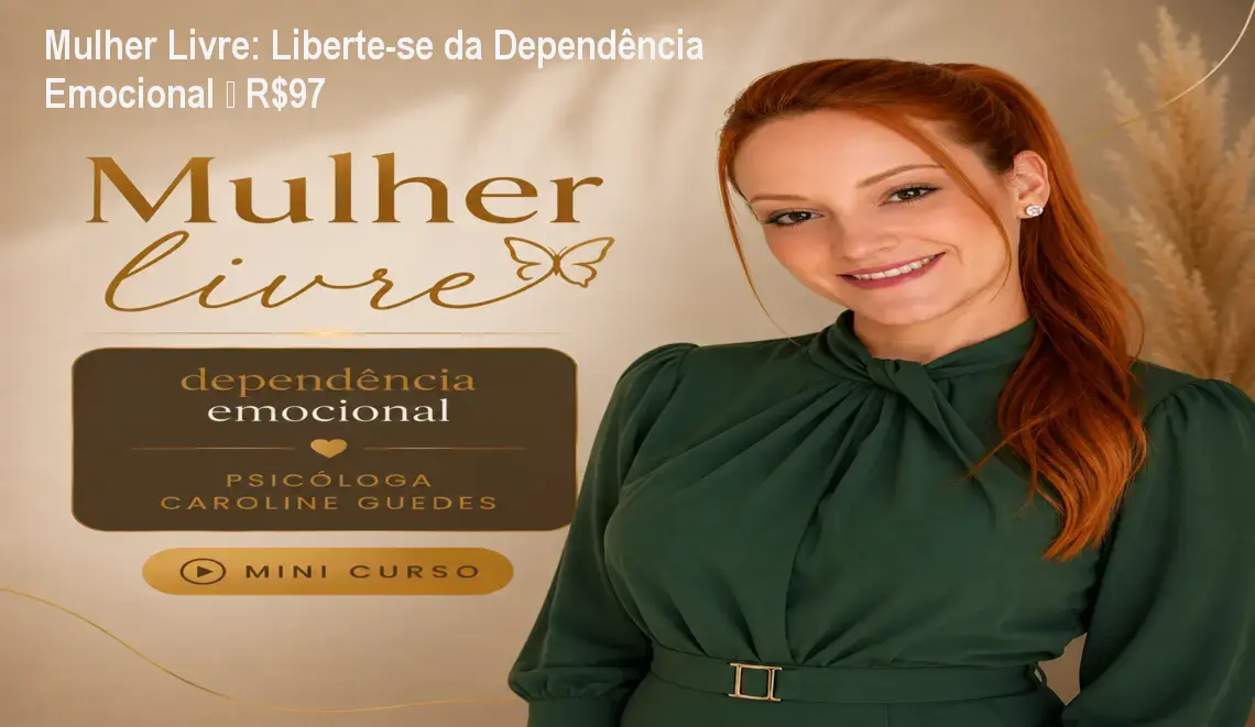 Mulher sorrindo confiante após aplicar técnicas do curso Mulher Livre para superar a dependência emocional