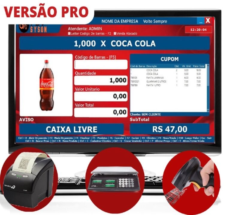 Tela do SysOn PDV Pro mostrando interface intuitiva para efetuar vendas em segundos