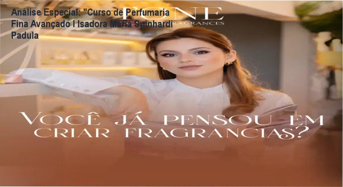 Capa informativa sobre o tema "Curso de Perfumaria Fina Avançado I Isadora Maria Spinhardi Padula
