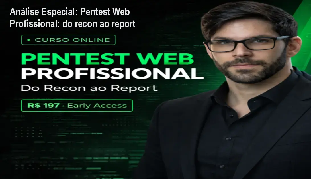 Análise Especial: Pentest Web Profissional: do recon ao report 1 https://cursoss.com.br/pentest-web-profissional-do-recon-ao-report/ Capa informativa sobre o tema Pentest Web Profissional: do recon ao report