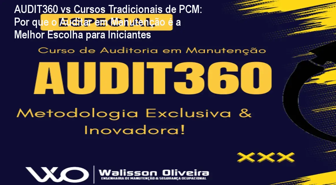 Interface do curso AUDIT360 mostrando checklists de auditoria de manutenção industrial