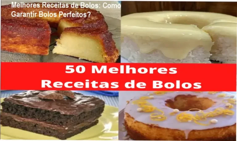 Capa do ebook digital 'Melhores Receitas de Bolos' com imagens de bolos variados e bônus de sobremesas