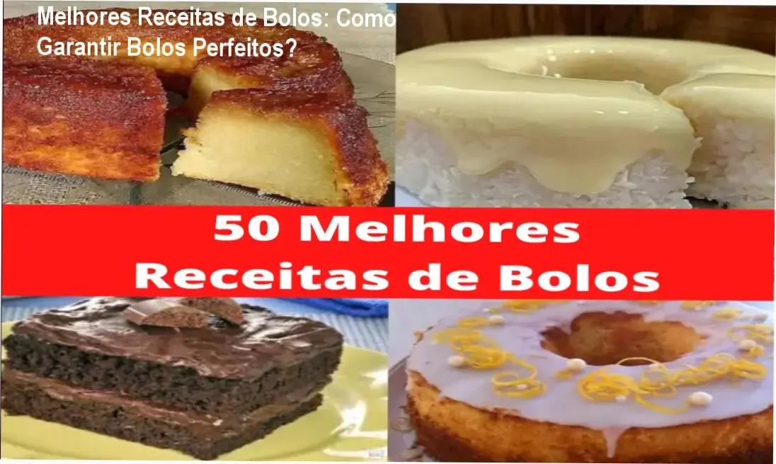 Capa do ebook digital 'Melhores Receitas de Bolos' com imagens de bolos variados e bônus de sobremesas