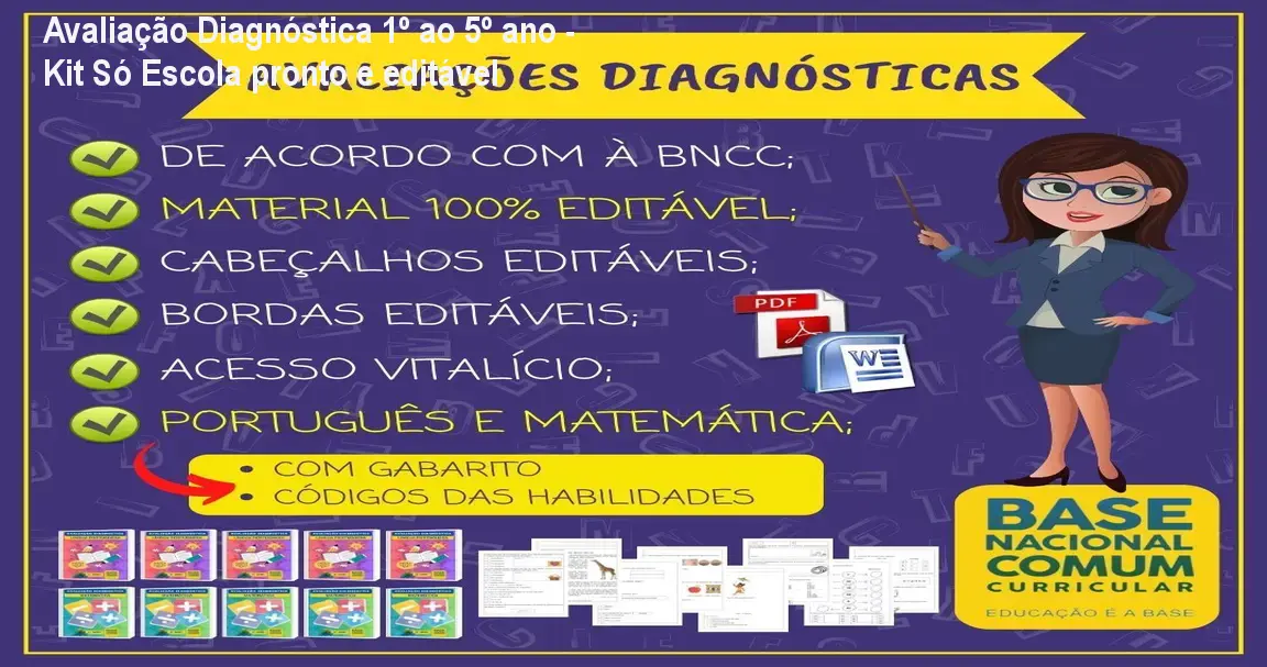 Avaliação Diagnóstica 1º ao 5º ano - Kit Só Escola pronto e editável 1 https://cursoss.com.br/cursos/avaliacao-diagnostica-1-5-ano-kit-so-escuela-acesso-imediato/ Avaliação Diagnóstica 1º ao 5º ano - Kit Só Escola pronto e editável