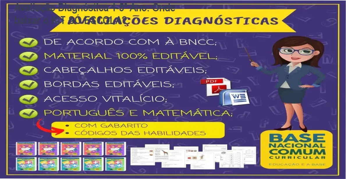 Imagem mostrando a capa do KIT Avaliação Diagnóstica 1º ao 5º ano pronto para download