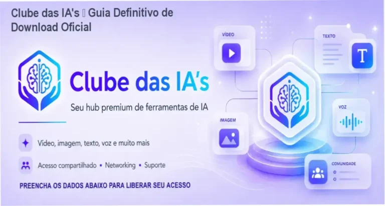 Captura de tela mostrando a página oficial de download do Clube das IA's com botão de acesso à assinatura.