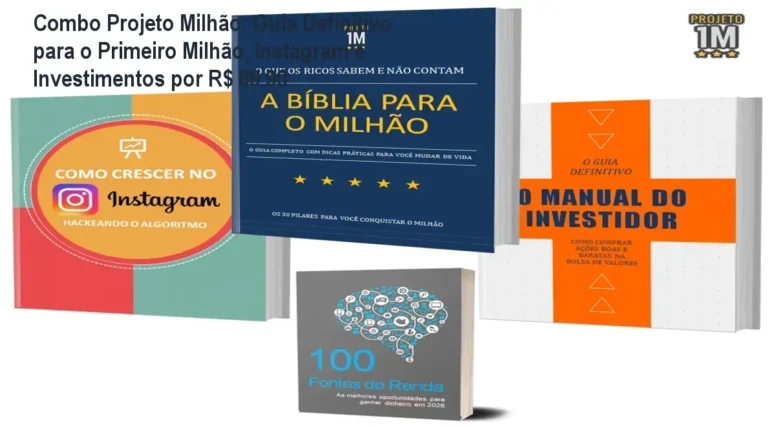 Combo Projeto Milhão: Guia Definitivo para o Primeiro Milhão, Instagram e Investimentos por R$ 89,90 5 https://cursoss.com.br/flexcoach-aline-peres/ Capa do Combo Projeto Milhão mostrando os e‑books sobre dinheiro, Instagram e investimentos