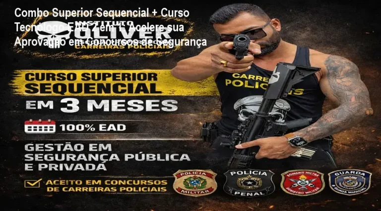 Imagem mostrando o combo de cursos sequencial e tecnólogo EAD do Instituto Óliver, destacando diploma rápido para concursos de segurança pública