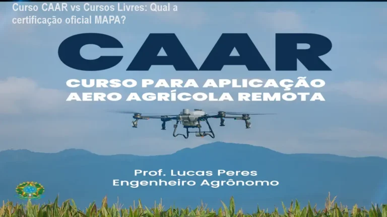 Operador utilizando drone agrícola com certificado oficial do curso CAAR em lavoura