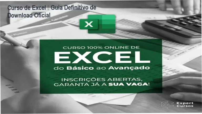 Tela do Curso de Excel Expert mostrando a página de download oficial