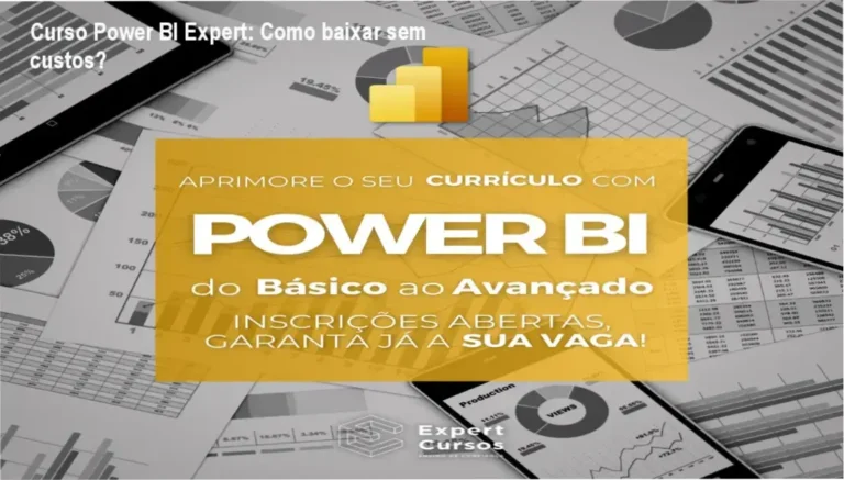 Imagem mostrando o acesso oficial ao Curso Power BI Expert e detalhes de download seguro