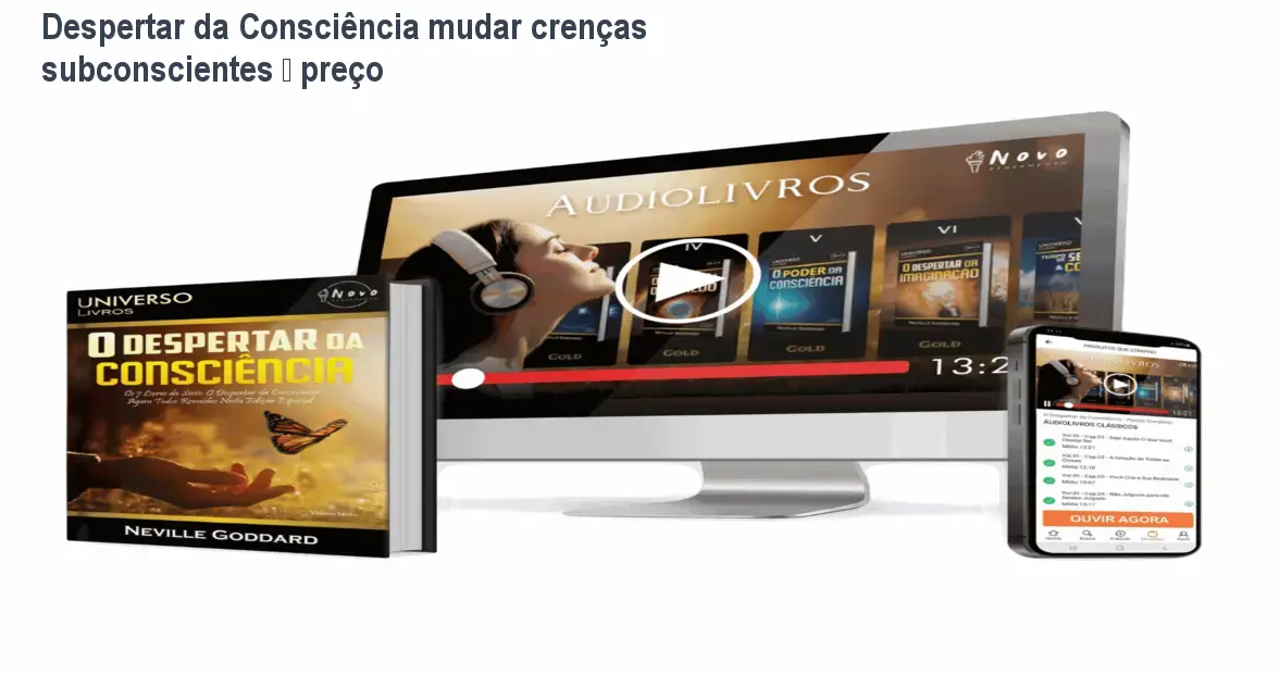 Capa do audiolivro 'Despertar da Consciência' que ensina a mudar crenças subconscientes através da metafísica bíblica