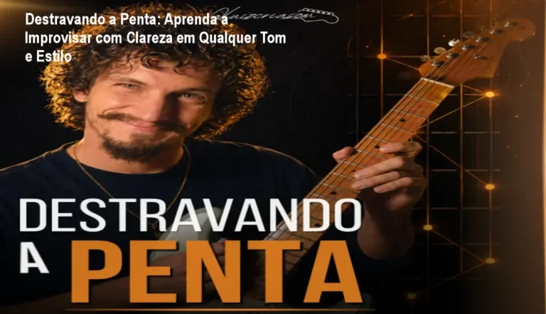 Aluno praticando improvisação com a escala pentatônica usando o curso Destravando a Penta de Luiz Arruda
