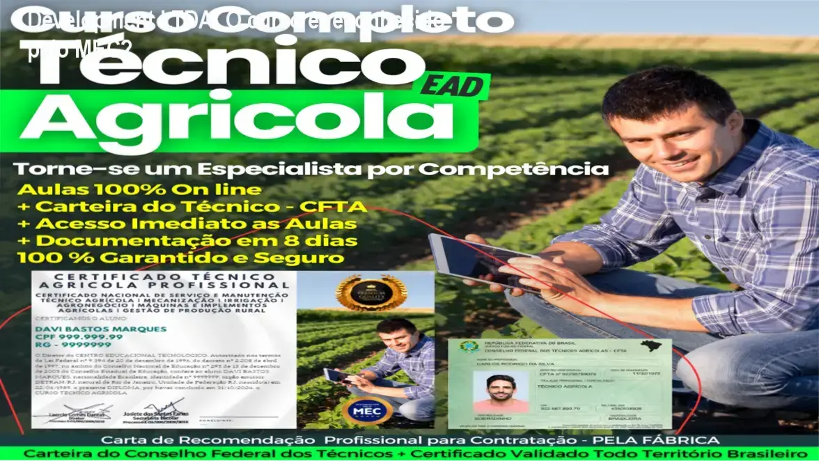 Imagem ilustrativa do Curso Técnico Agrícola por Competência da Development LTDA