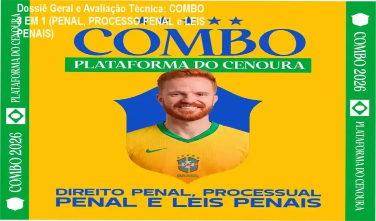 Gráfico de desempenho técnico do ecossistema COMBO 3 EM 1 (PENAL, PROCESSO PENAL e LEIS PENAIS)