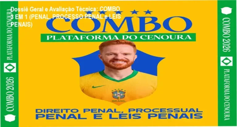 Gráfico de desempenho técnico do ecossistema COMBO 3 EM 1 (PENAL, PROCESSO PENAL e LEIS PENAIS)