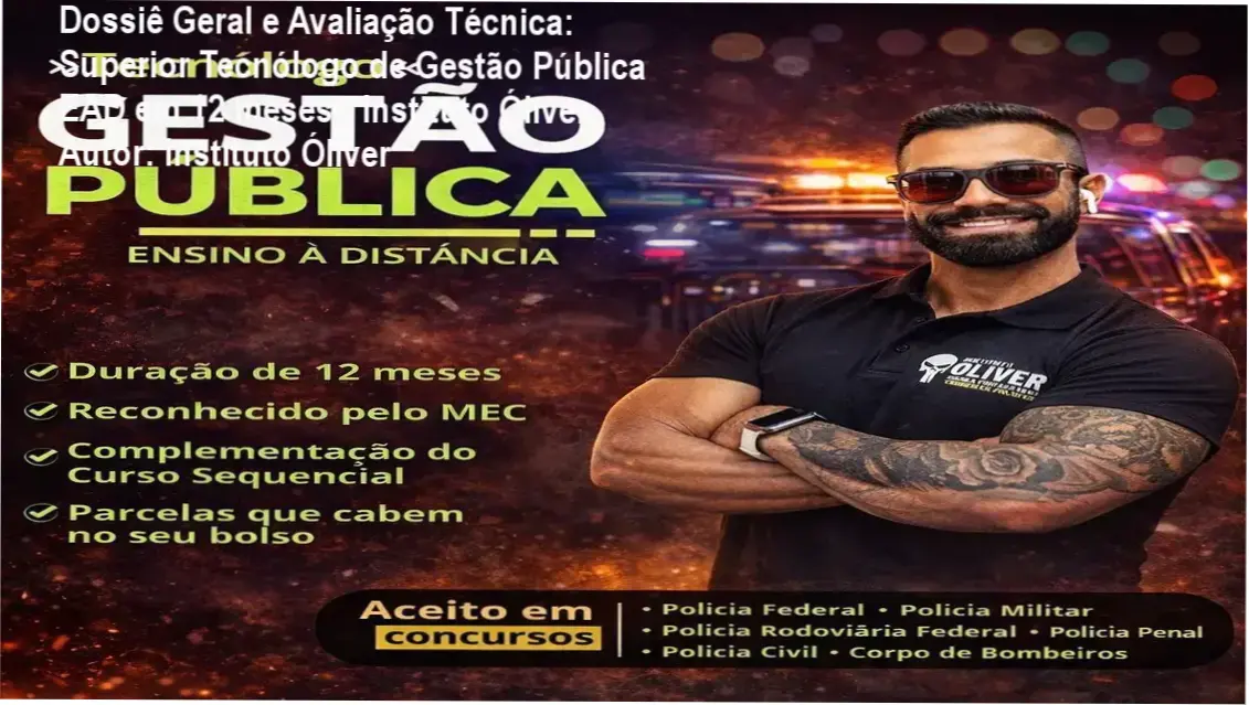 Gráfico de desempenho técnico do ecossistema Superior Tecnólogo de Gestão Pública EAD em 12 meses - Instituto Óliver Autor: Instituto Óliver