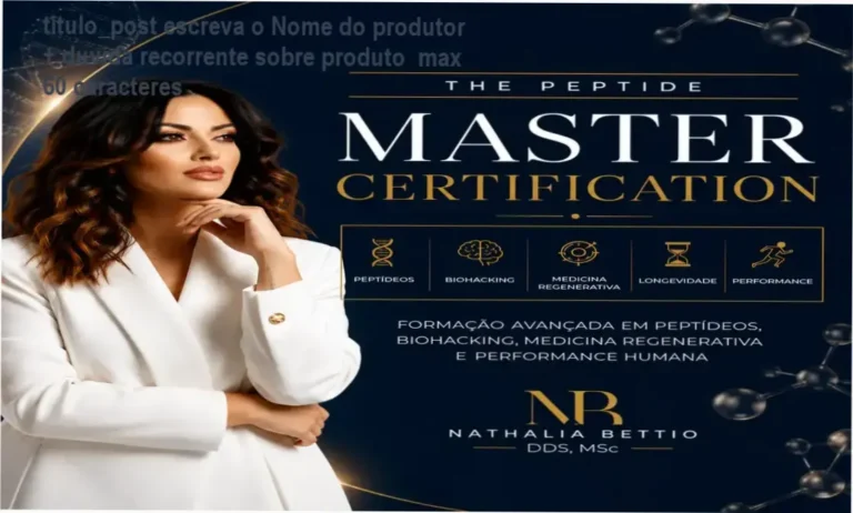 Dra Nathalia Bettio apresentando a certificação internacional em peptídeos