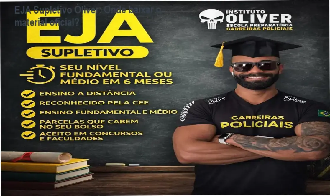 Tela mostrando o site oficial para download do EJA Supletivo Óliver