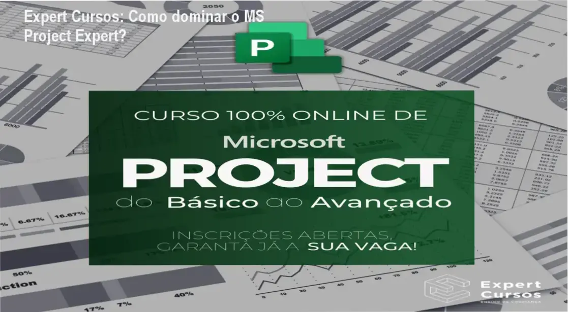 Tela do MS Project mostrando cronograma detalhado de obra, apresentada por um engenheiro usando o curso MS Project Expert