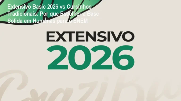 Imagem do curso Extensivo Basic 2026 mostrando estudantes estudando Ciências Humanas para melhorar a performance no ENEM