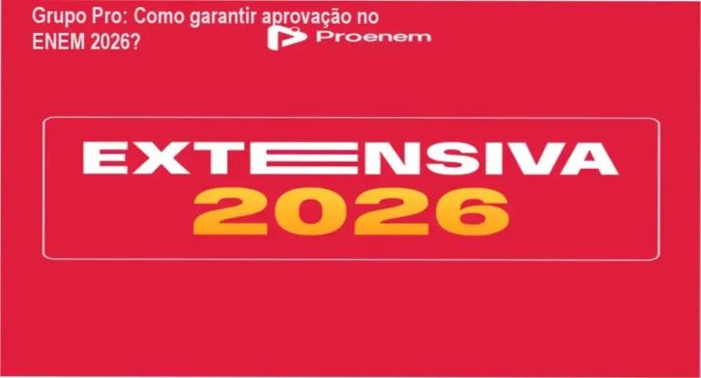 Imagem do curso Extensiva 2026 do Grupo Pro mostrando professores e plano de estudos para o ENEM