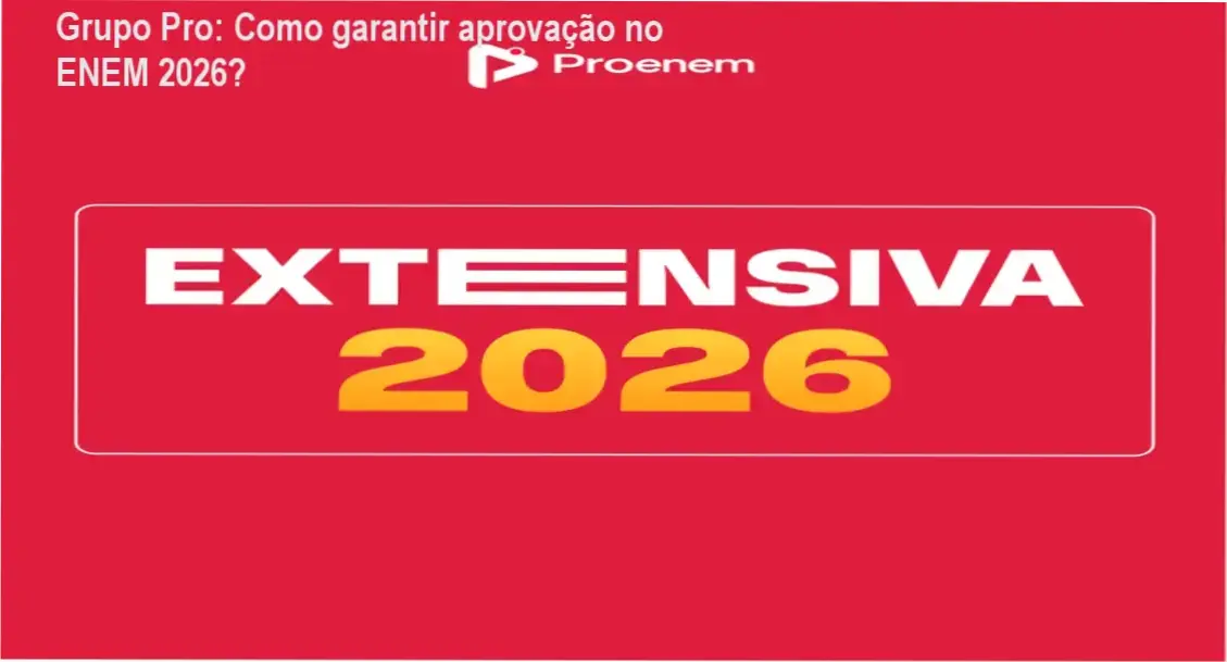 Imagem do curso Extensiva 2026 do Grupo Pro mostrando professores e plano de estudos para o ENEM
