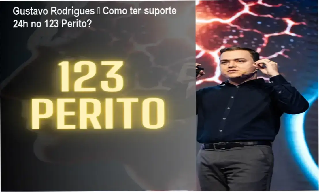 Tela de WhatsApp mostrando suporte 24h do curso 123 Perito de Gustavo Rodrigues