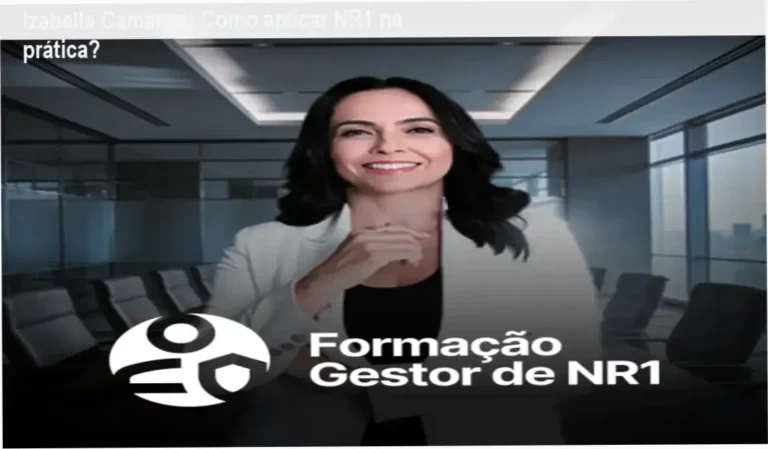 Izabella Camargo apresentando a Formação Gestor de NR1 com foco em aplicação prática nos documentos de SST