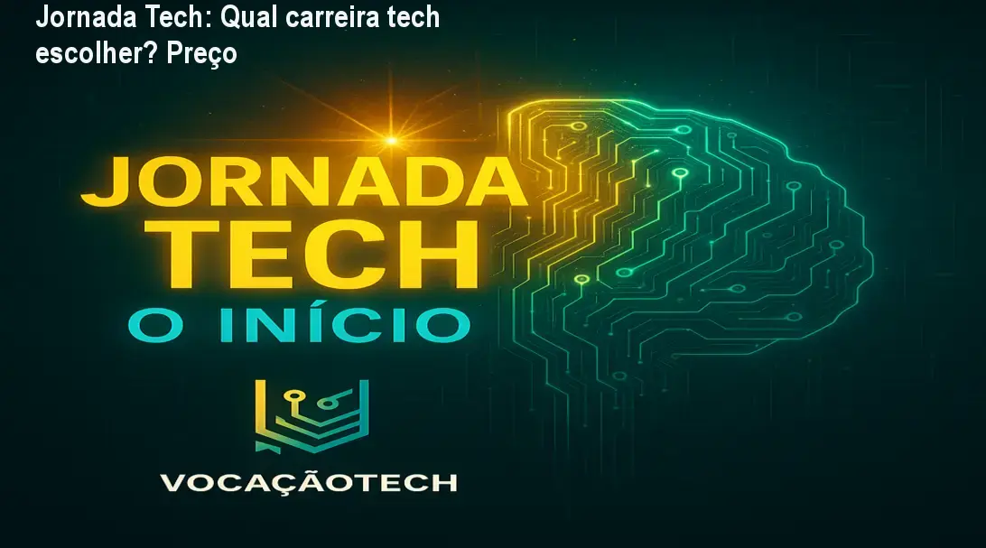 Jornada Tech: Qual carreira tech escolher? Preço 1 https://cursoss.com.br/jornada-tech-qual-carreira-tech-escolher-preco/ Imagem promocional do curso Jornada Tech mostrando jovens indecisos sobre carreira tecnológica e o preço acessível do programa