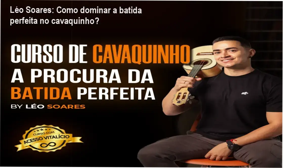 Léo Soares ensinando a batida perfeita de cavaquinho em vídeo