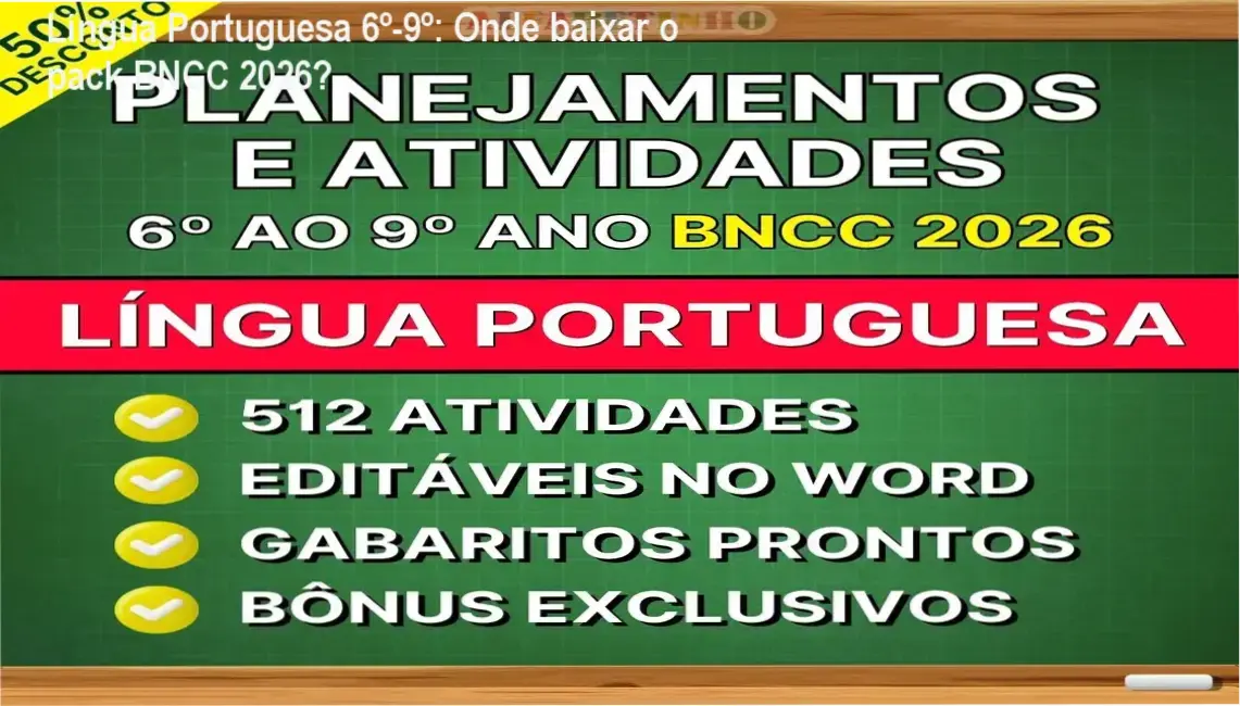 Imagem ilustrando o download do pack de planejamentos de Língua Portuguesa BNCC 2026