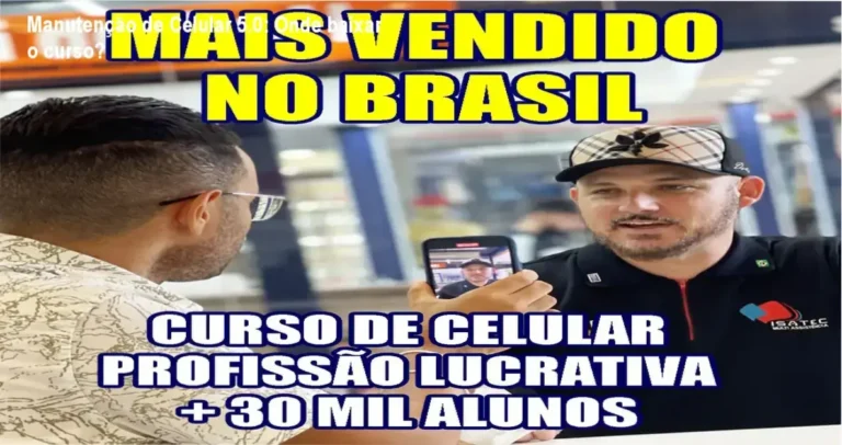 Tela mostrando onde baixar o curso Manutenção de Celular 5.0 de forma segura