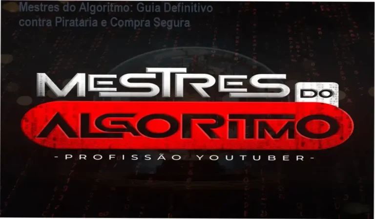 Captura de tela do curso Mestres do Algoritmo mostrando alerta de pirataria e botão de compra original