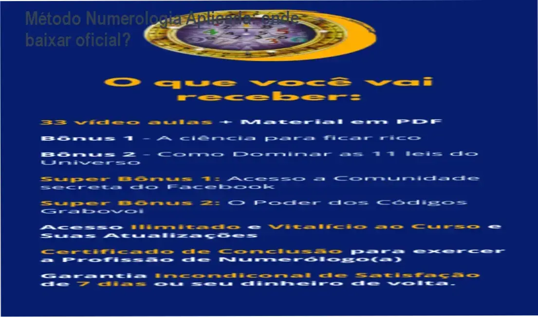 Tela mostrando o acesso ao download oficial do Método Numerologia Aplicada
