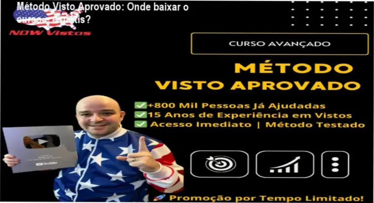 Captura de tela do curso Método Visto Aprovado mostrando módulos de preparação para visto americano