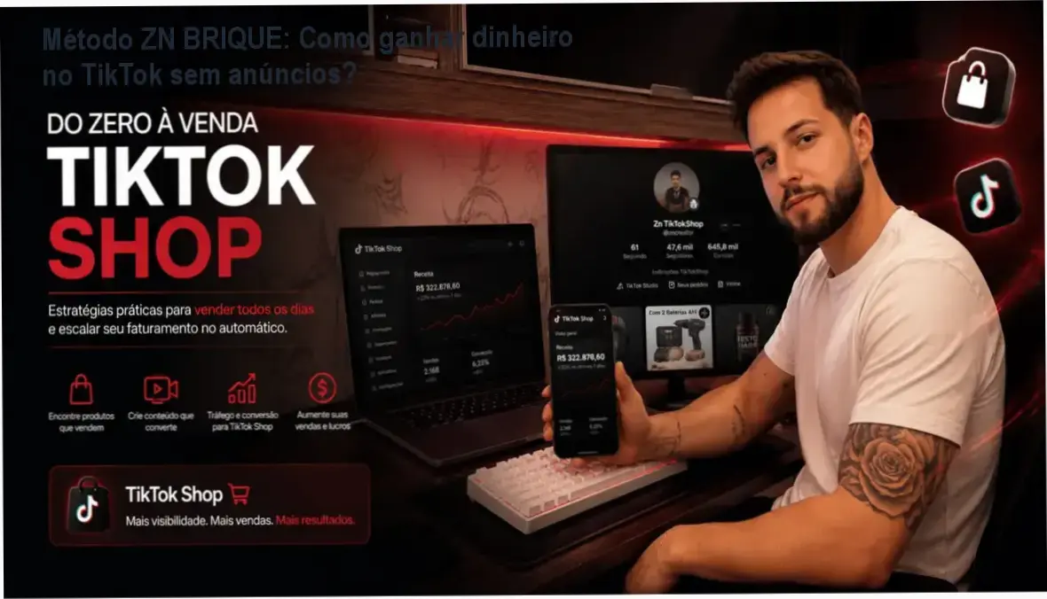 Tela do curso Método ZN BRIQUE mostrando estratégia de vendas orgânicas no TikTok