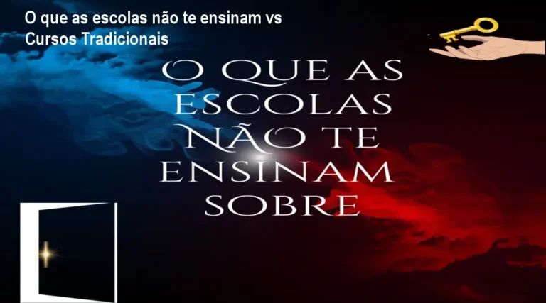 O que as escolas não te ensinam vs Cursos Tradicionais 3 https://cursoss.com.br/psicanalise-holistica-clinica-curso/ Imagem do curso 'O que as escolas não te ensinam' de Amanda Bernardes mostrando o mapa prático para transformar a vida